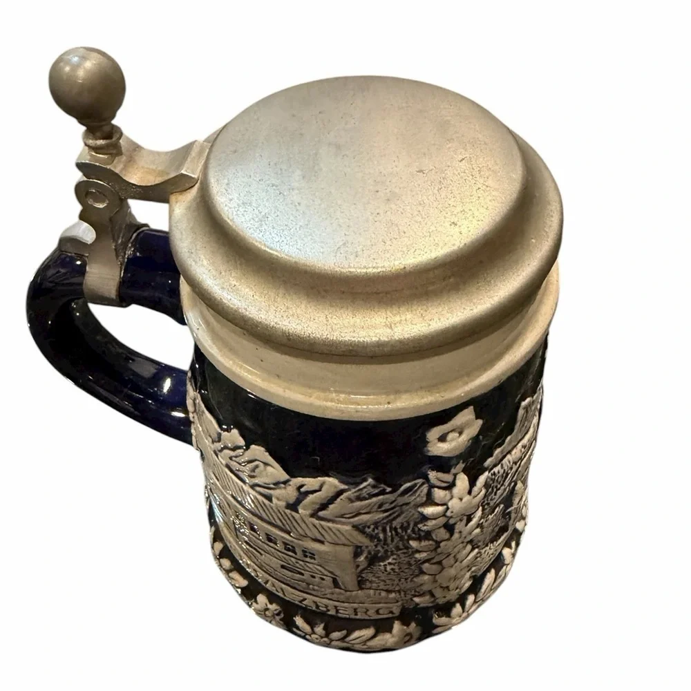 💙🤍 Vintage Königssee Blue and Cream Pewter Beer Stein. MINT Condition 🇩🇪